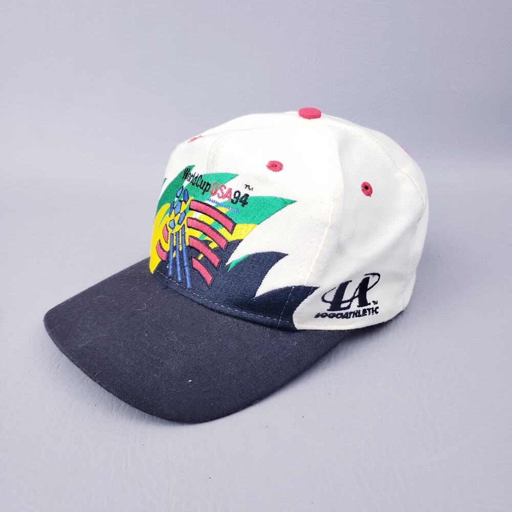 World Cup USA 1994 Logo Athletic Sharktooth Stooth Wool Snapback Hat Vintage